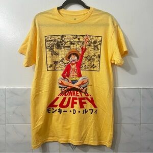 One Piece Shirt M Yellow Luffy Anime Manga Japan Fandom 90s Straw Hat Pirates